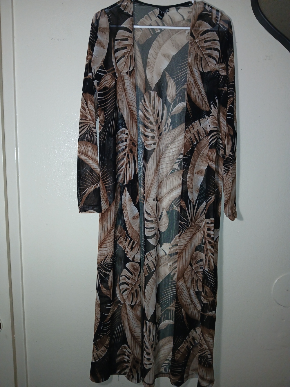 Windsor Kimono Black & Brown Tropical Leaf Duster